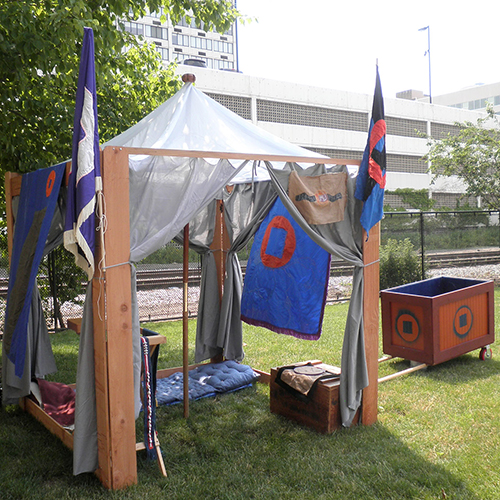 an installation of a handmade army camp